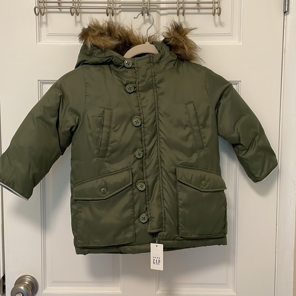 NWT Size 3 GAP Faux Fur Parka - Picture 2 of 5